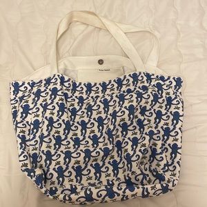 Roller rabbit blue monkey tote bag.
